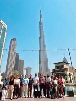 Cohort standing in front of the Burj Khalifa